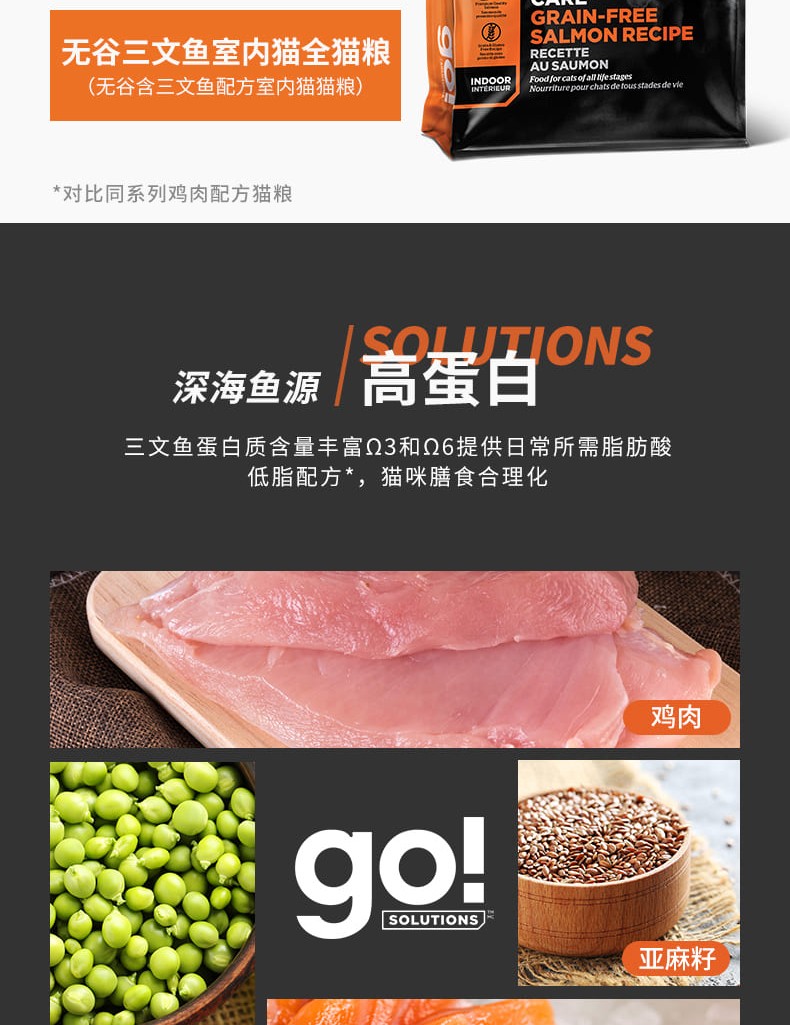 Go!-Solutions美毛系列无谷含三文鱼配方室内猫猫粮_02